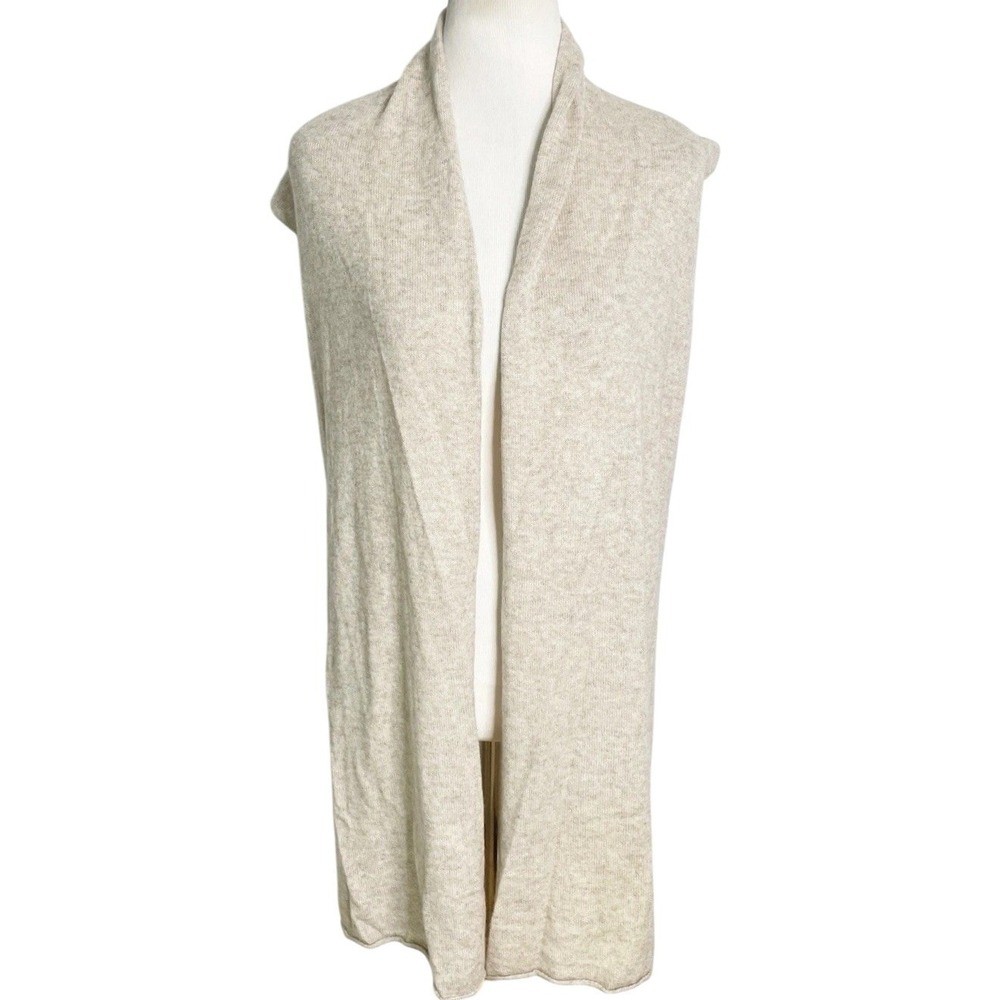 NWT Top It Off Beige Cashmere  Blend Sleeveless Open Cardigan Vest OS Travel
